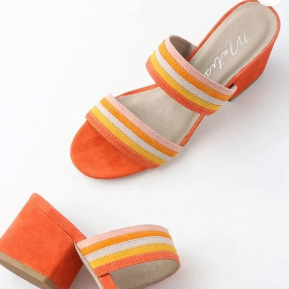 MATISSE Bonita Fire Orange Suede Leather Mules - Picture 3 of 5